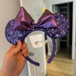Purple Sequin Minnie Ears with Tags